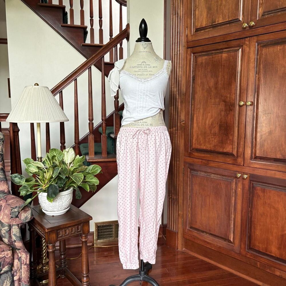 Victorias Secret Y2k Polka Dot Pants Pink and White Pajamas Cute Femme